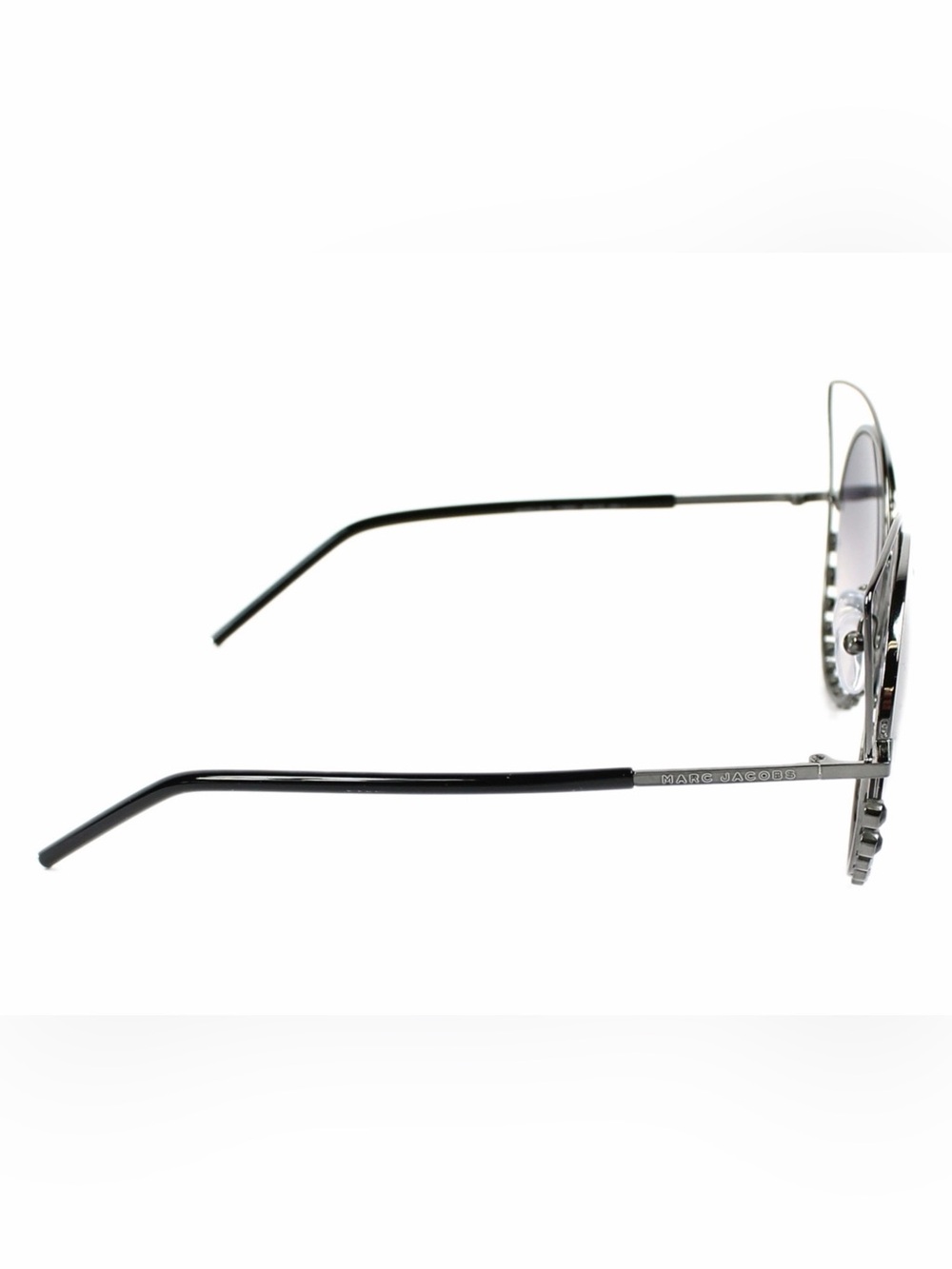 Marc Jacobs | Silver Round Sunglasses w/ Gradient Gray Lenses Black Gems | NWOT - Picture 4 of 9